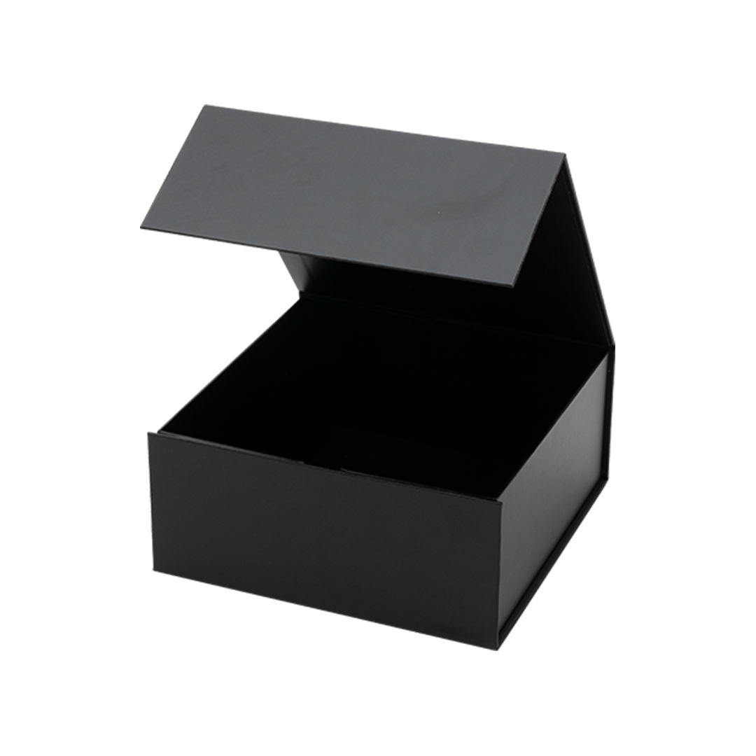 Gift Hamper Box, Medium Emboss Magnetic Closure 220x220x100mm, Matt Black Custom Print
