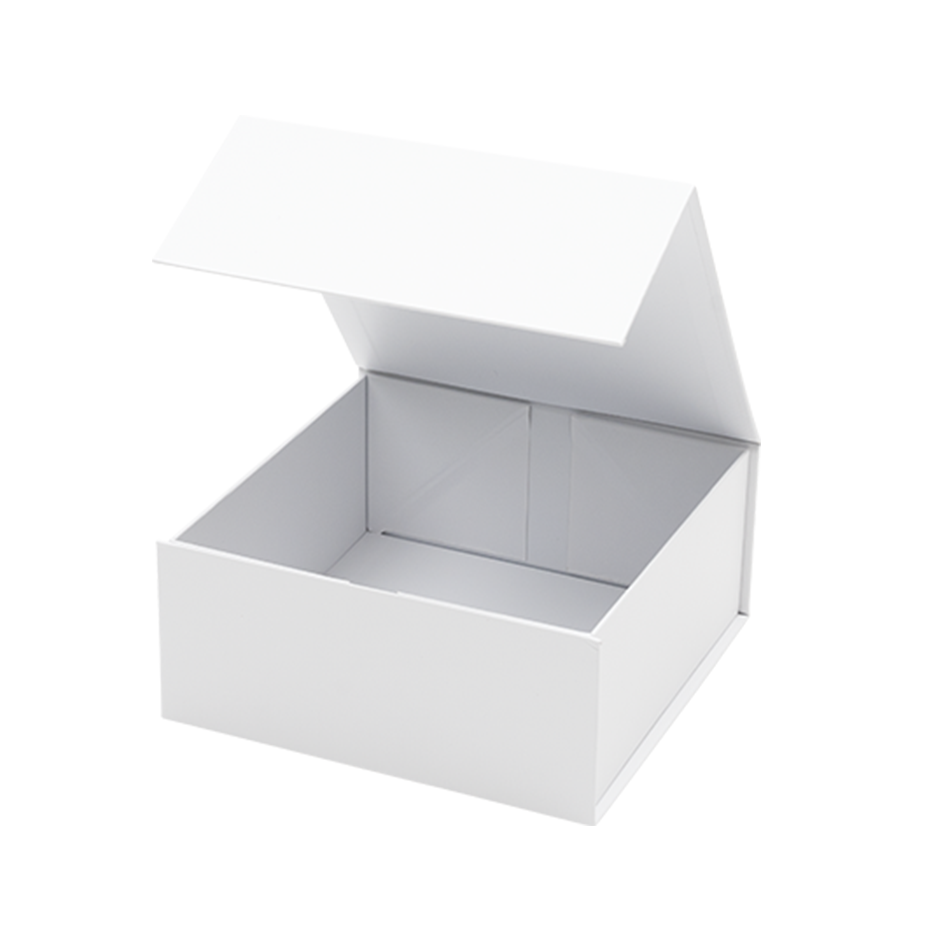 Gift Hamper Box, Medium Emboss Magnetic Closure 220x220x100mm, Matt White Custom Print