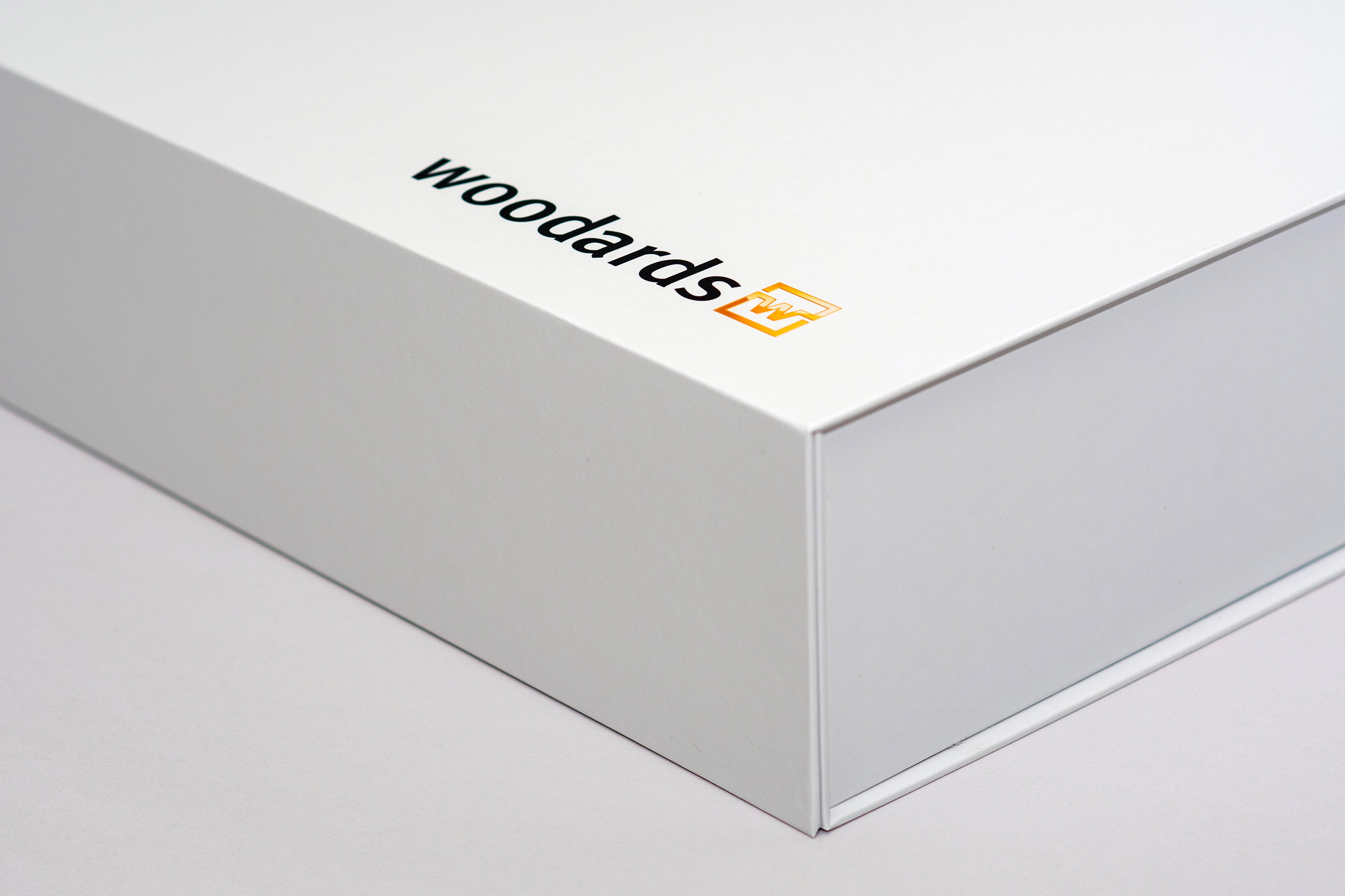 Hamilton Case Box 2 - Matt White Emboss Magnetic Closure Custom Print