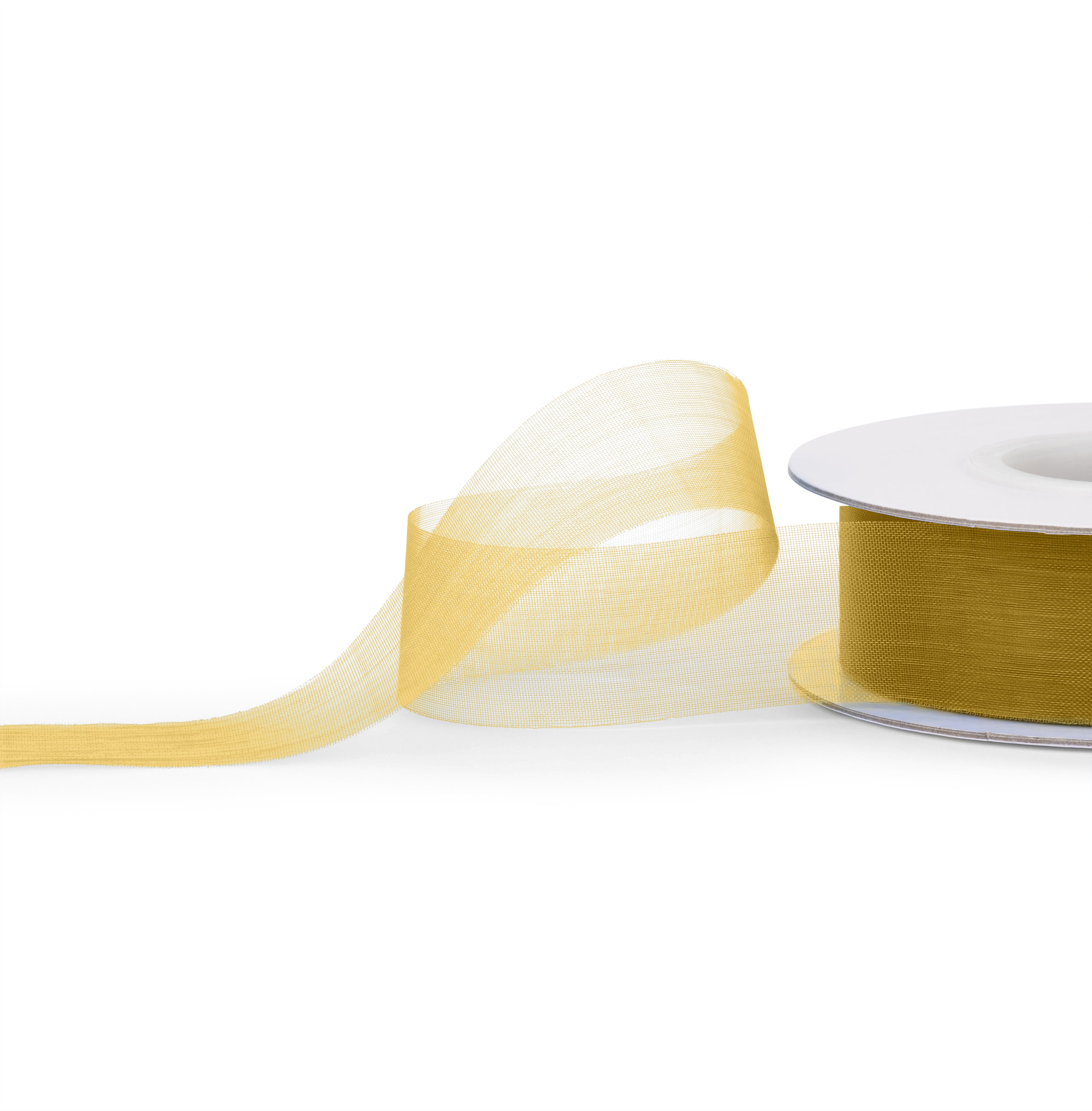 Cut Edge Premium Organza Ribbon 50mm x 50 metres - Gold
