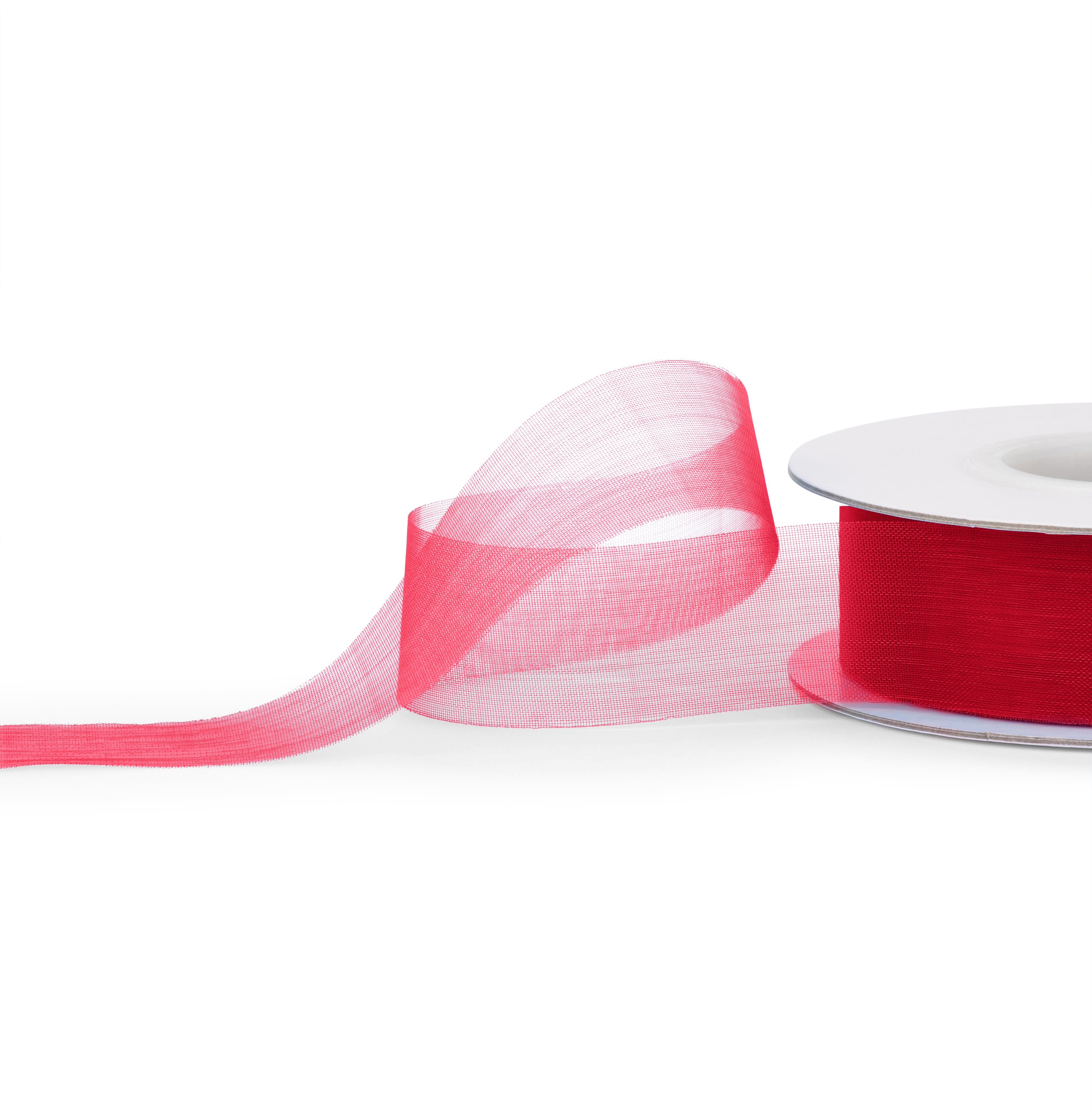 Cut Edge Premium Organza Ribbon 50mm x 50 metres - Red