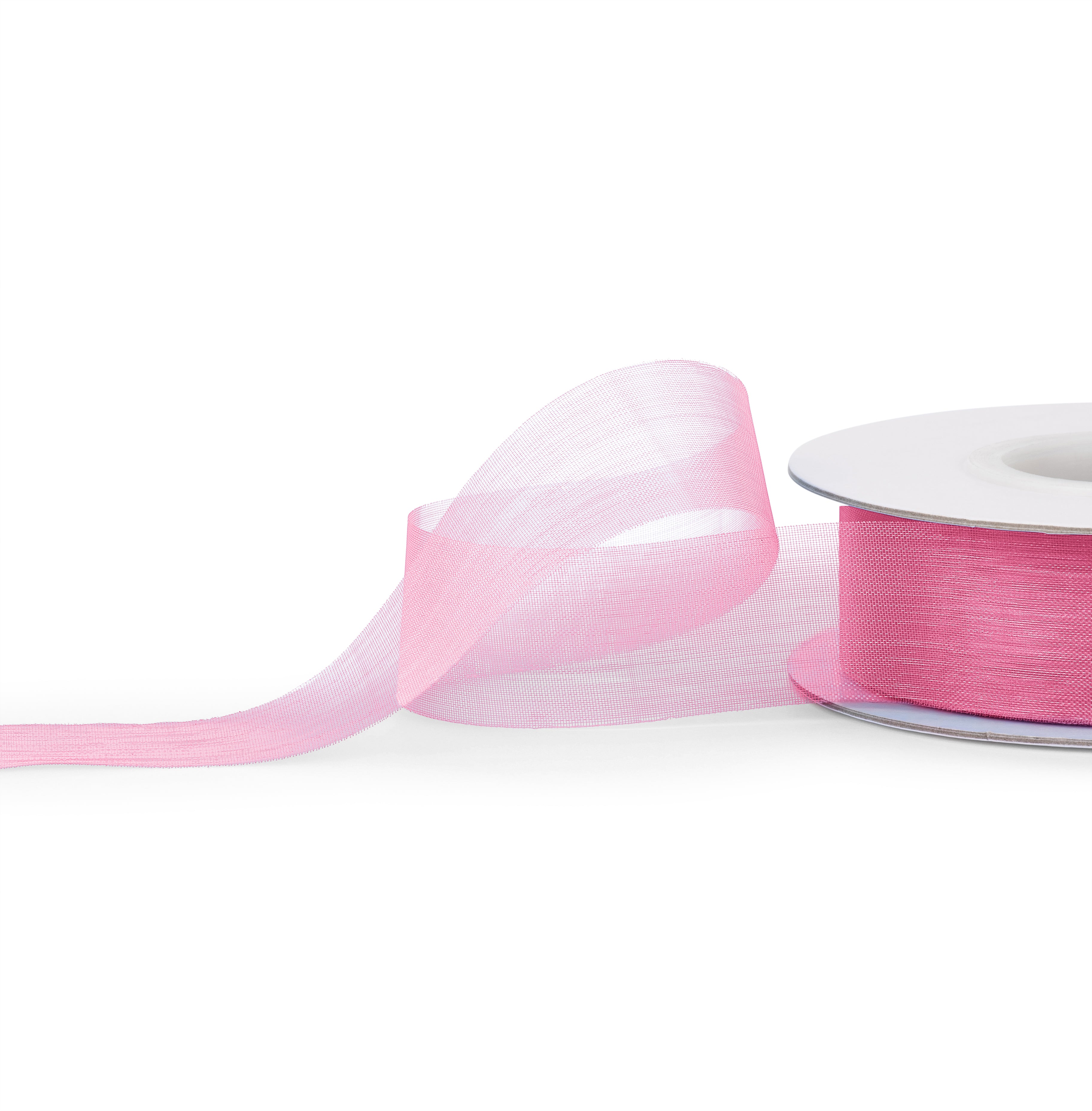 Cut Edge Premium Organza Ribbon 25mm x 50 metres - Soft Pink