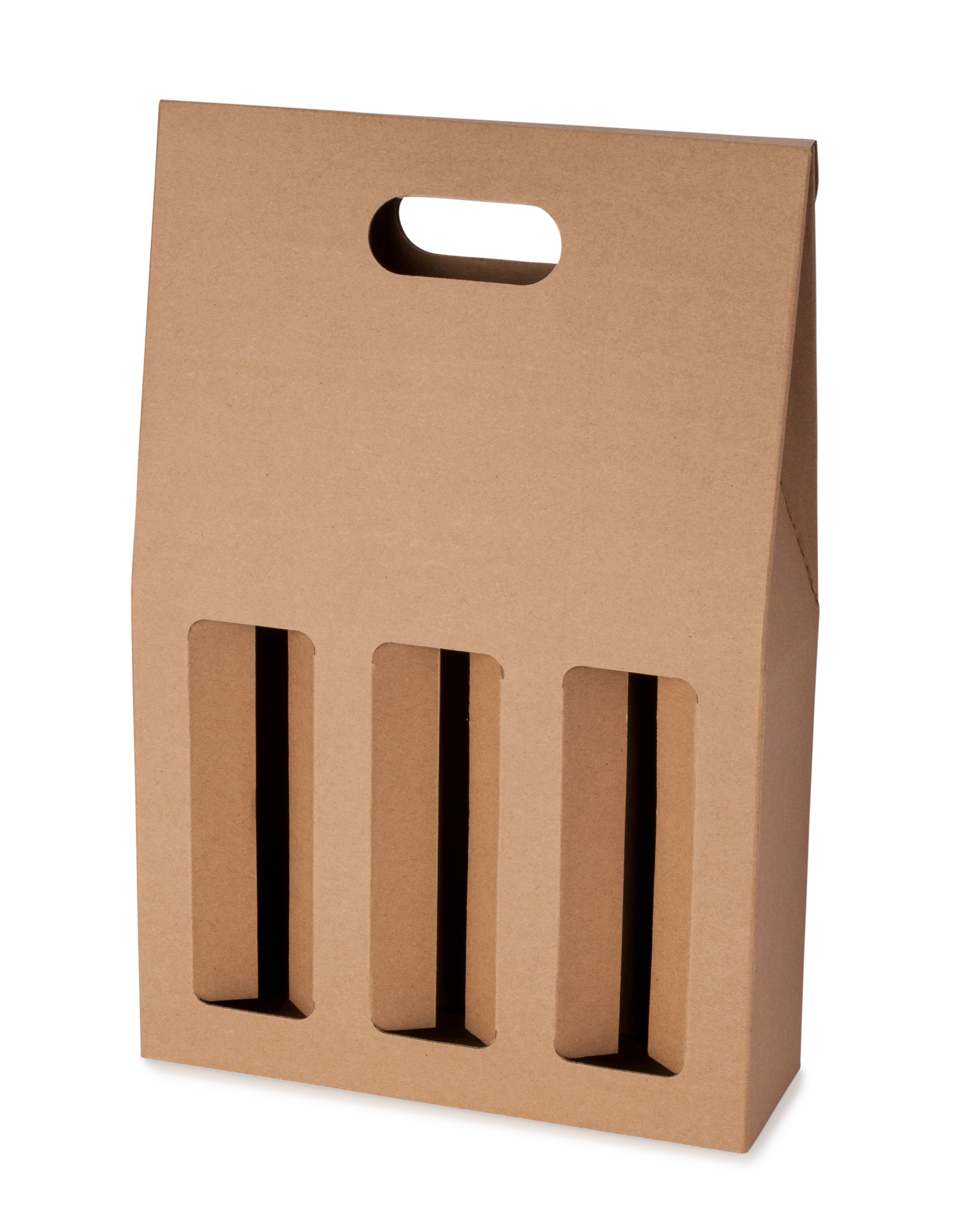 3 Bottle Gable Top Wine Box - Kraft