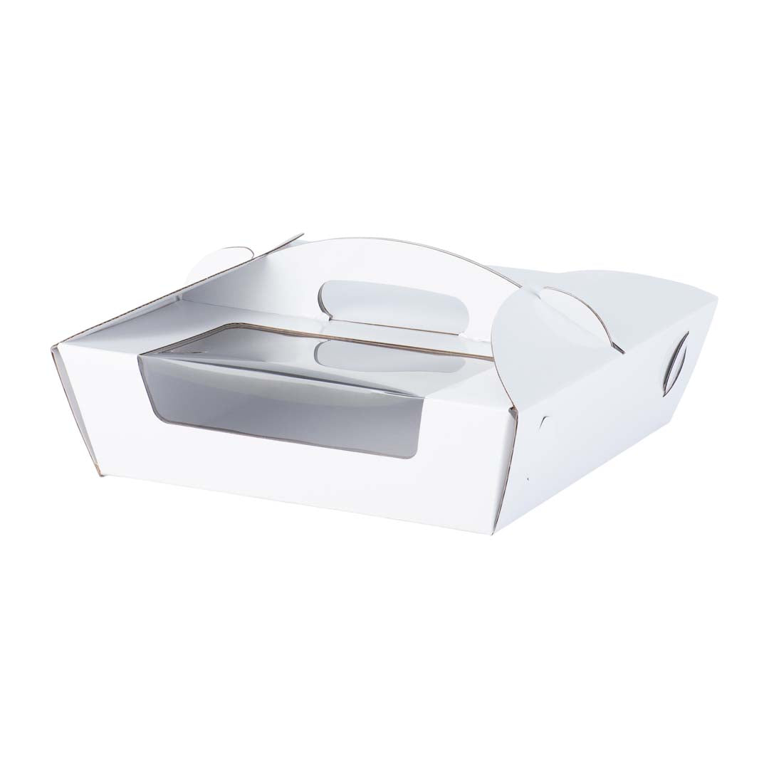 Catering Hamper Carry Box - Window - Medium - Gloss White - Sample