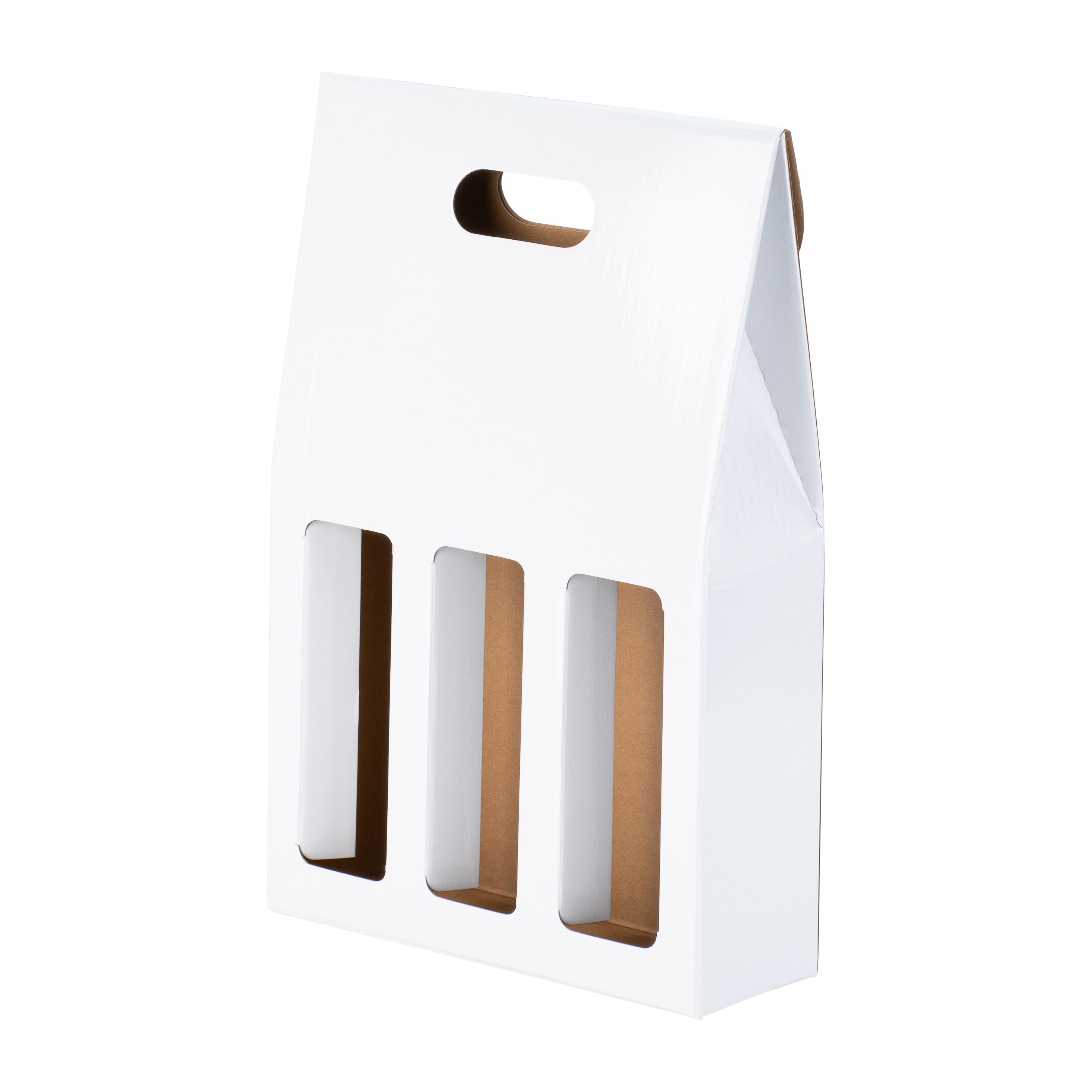 3 Bottle Gable Top Wine Box - Gloss White