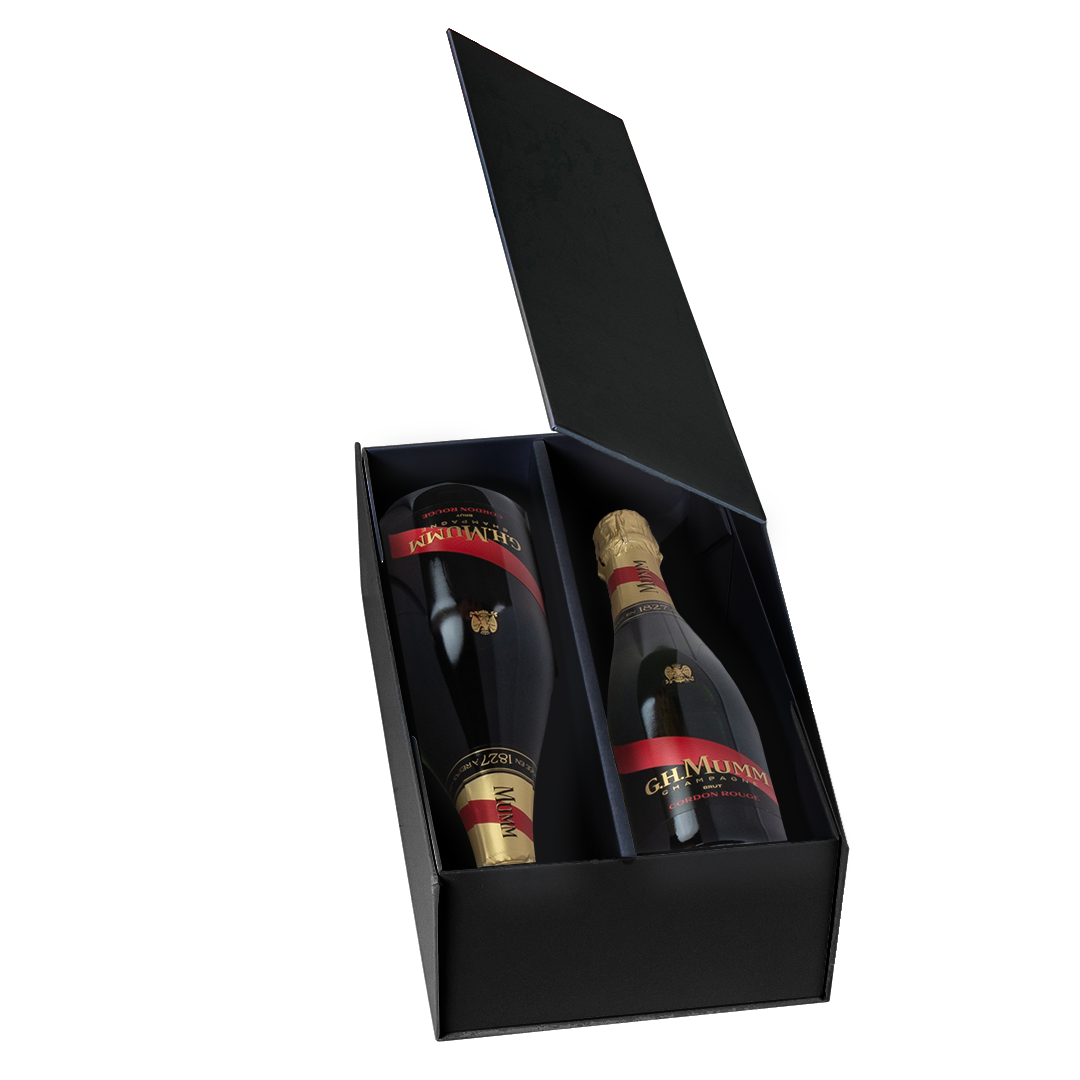 Wine Box - Two Bottle Insert, Magnetic Closure, Matt Black