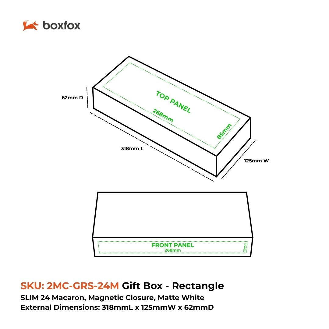 Gift Box - Rectangle Slim, 24 Macaron, Magnetic Closure, Matt Black Custom Print