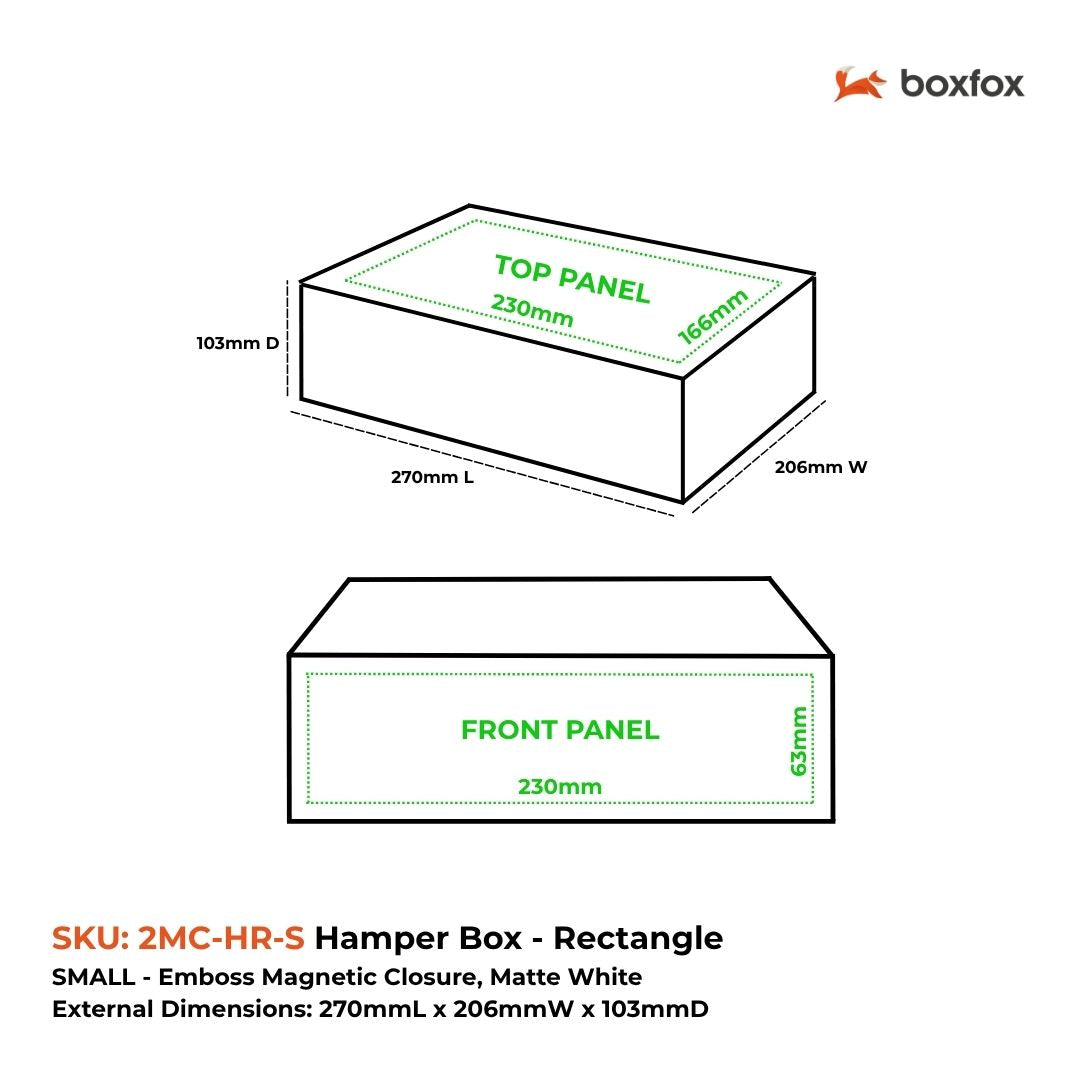 Hamper Box, Rectangle, Magnetic Closure Small, Matt Kraft Custom Print