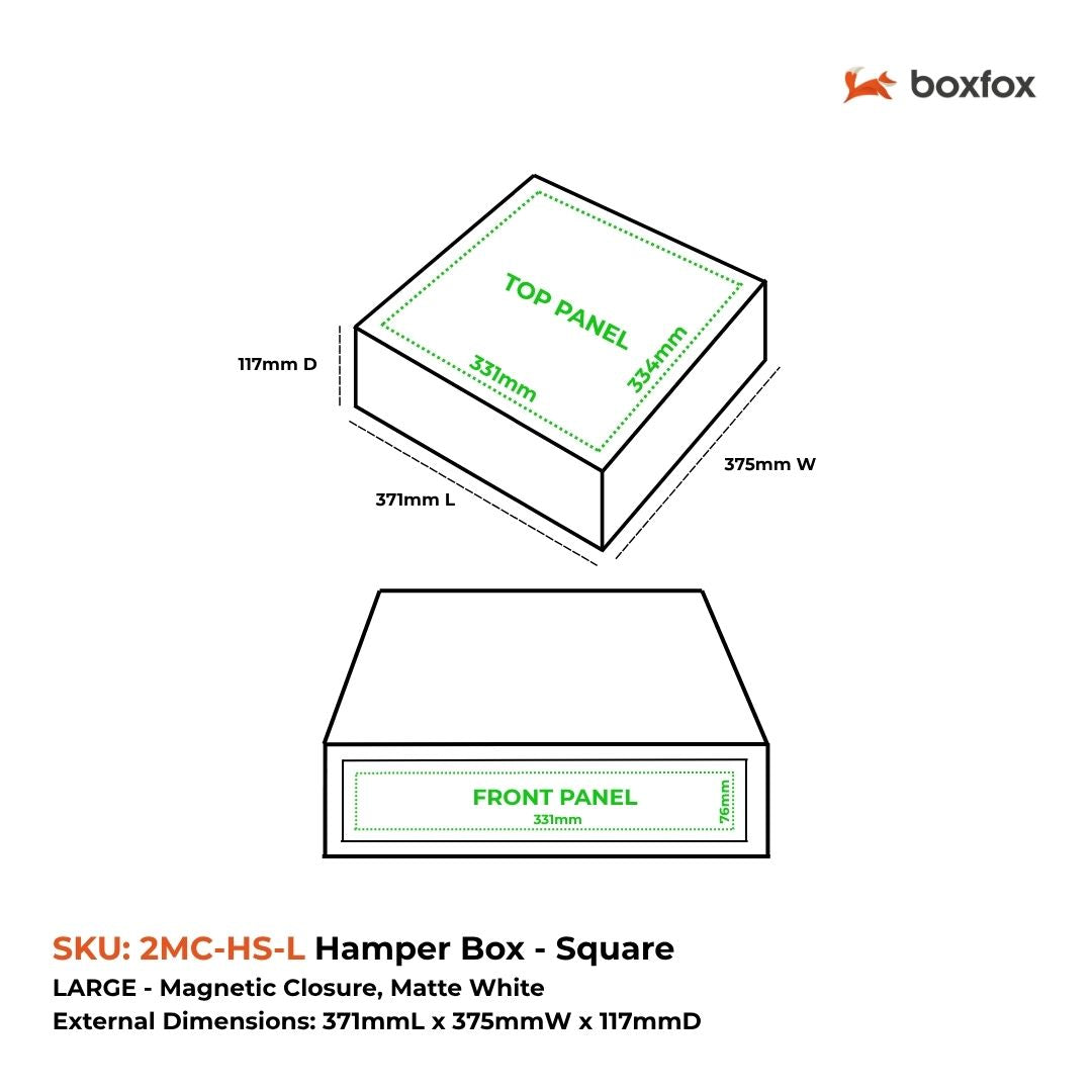 Hamper Box - Square, Magnetic Closure Large, Matt White Custom Print