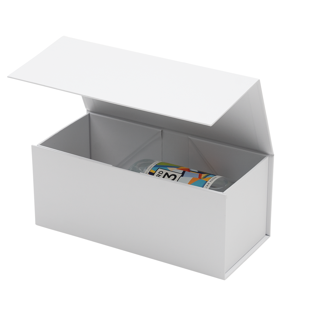 Gift Box, Spirit Bottle Emboss Magnetic Closure 255x110x110mm, Matt White - Sample