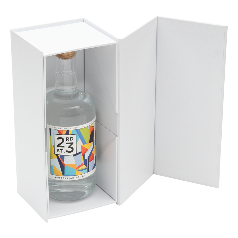 Gift Box, Spirit Bottle Emboss Magnetic Closure 255x110x110mm, Matt White - Sample