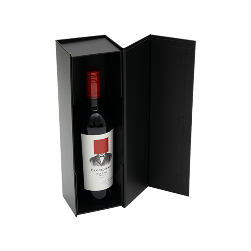 Wine Box, Single Emboss Magnetic Closure 345x95x97mm, Matt Black