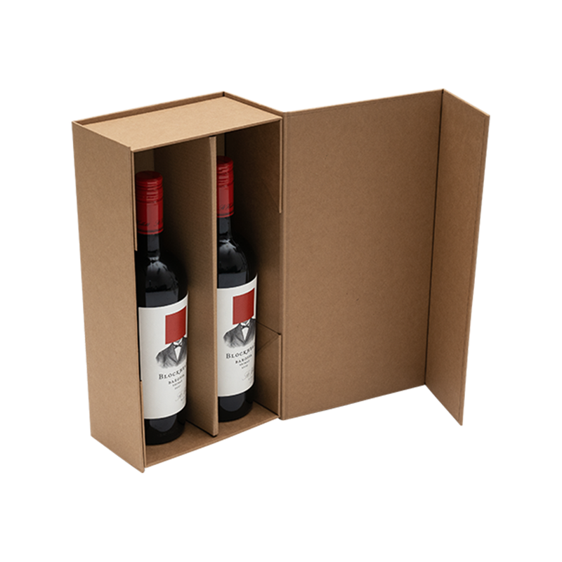 Wine Box, Two Bottle Insert, Emboss Magnetic Closure, Matt Kraft
