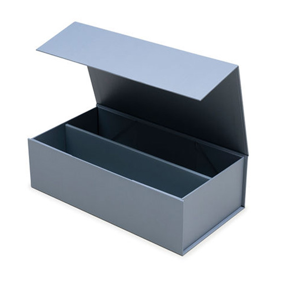 Insert Emboss Wine Box, Two Bottle Insert, Emboss Magnetic Closure, Matt Grey