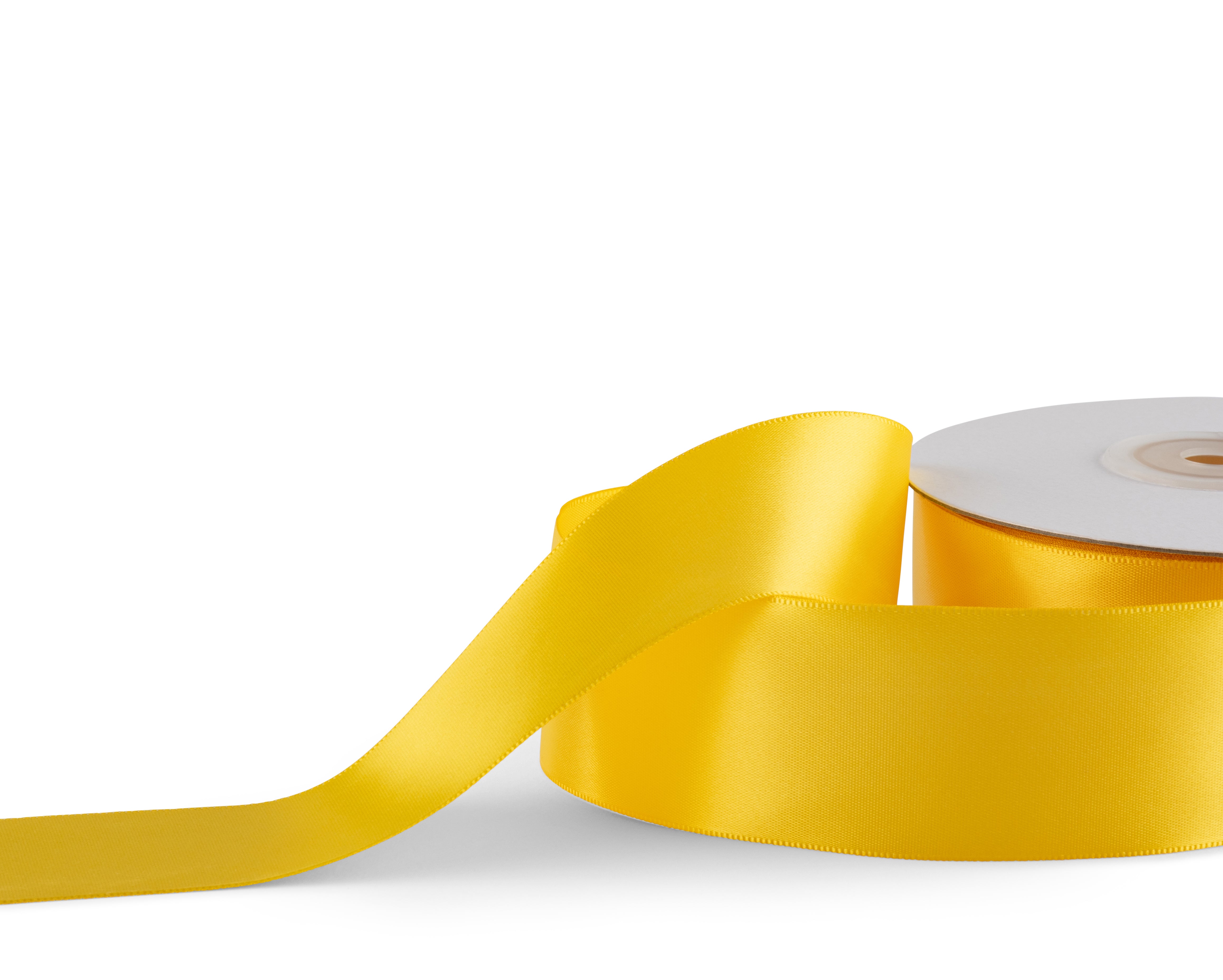 Single Ribbon Yellow Premium single faced Satin Ribbon 38mm x 30m - Yellow