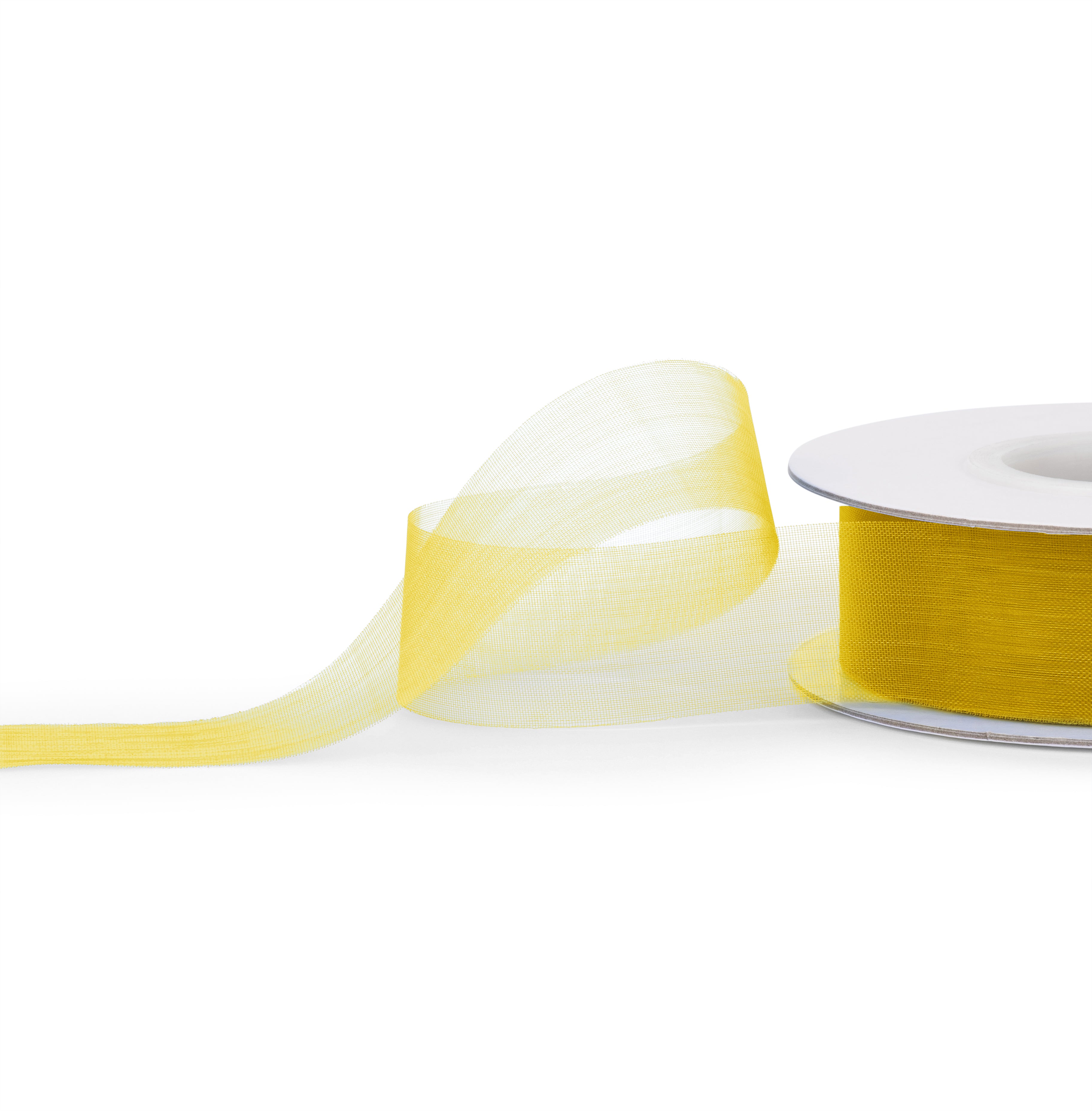 Cut Edge Premium Organza Ribbon 25mm x 50 metres - Yellow