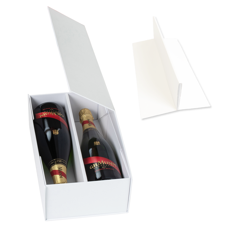 Wine Box, Two Bottle Insert,  Emboss Magnetic Closure, Matt White - Sample