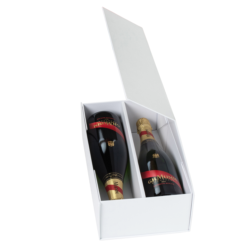 Wine Box, Two Bottle Insert,  Emboss Magnetic Closure, Matt White - Sample