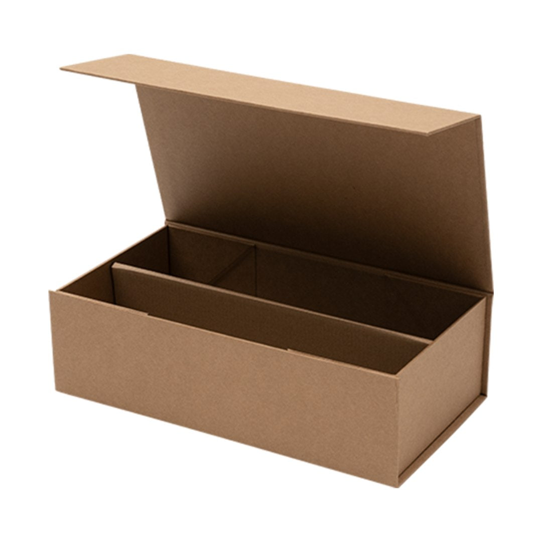 Insert Emboss Wine Box, Two Bottle Insert, Emboss Magnetic Closure, Matt Kraft Custo