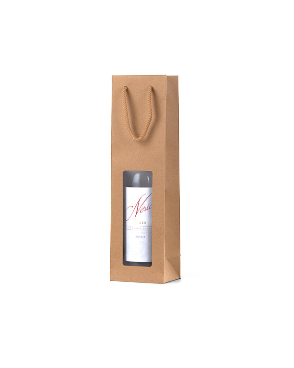 Premium Kraft Window Wine Bag Single