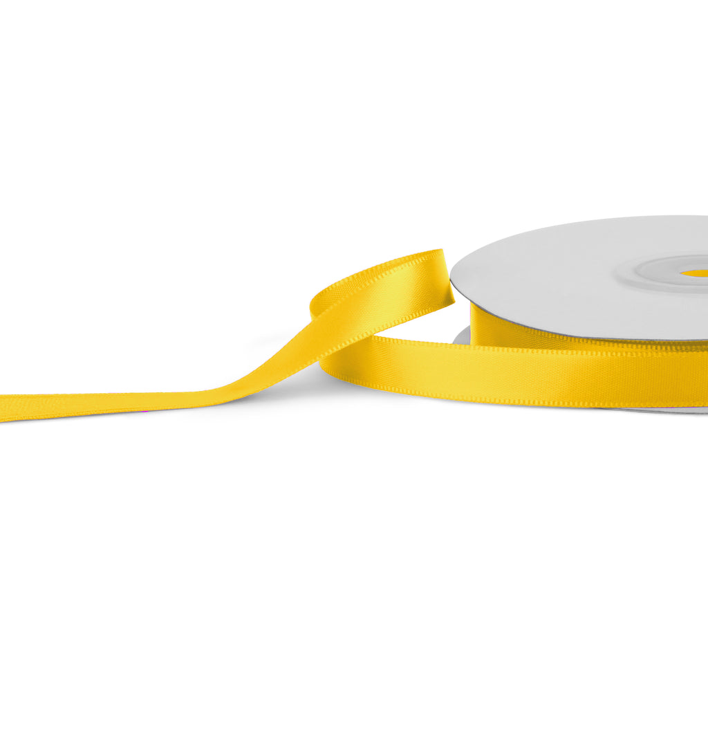 Single Ribbon Yellow Premium single faced Satin Ribbon 10mm x 30m - Yellow