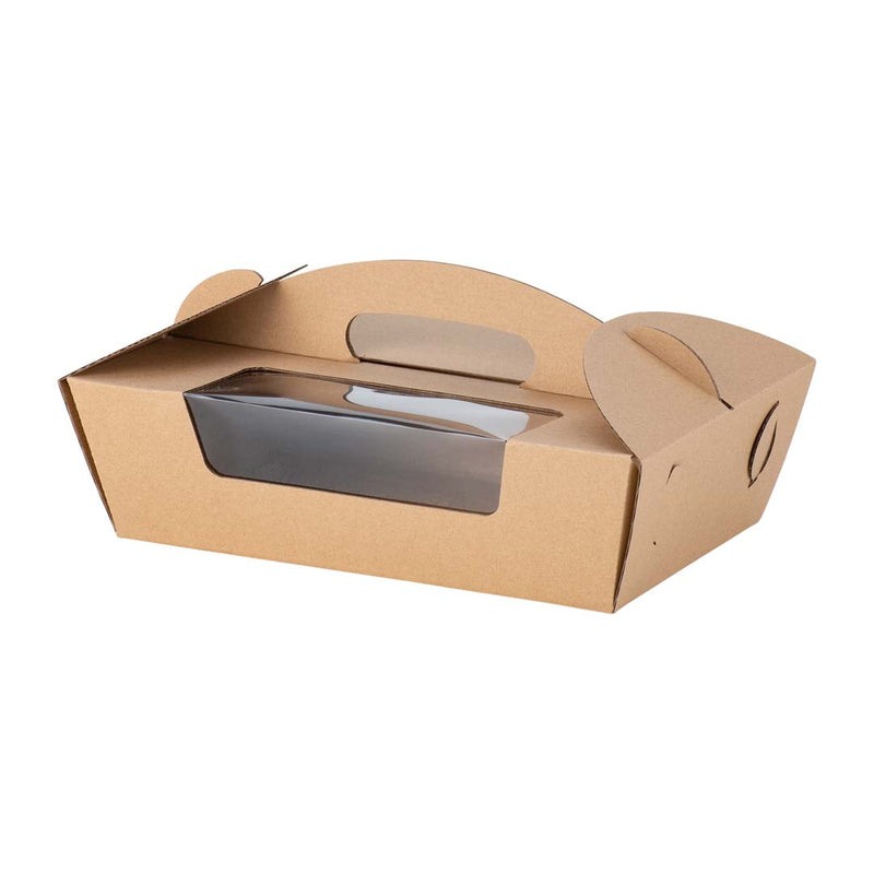 Catering Hamper Carry Box - Window - Small - Kraft