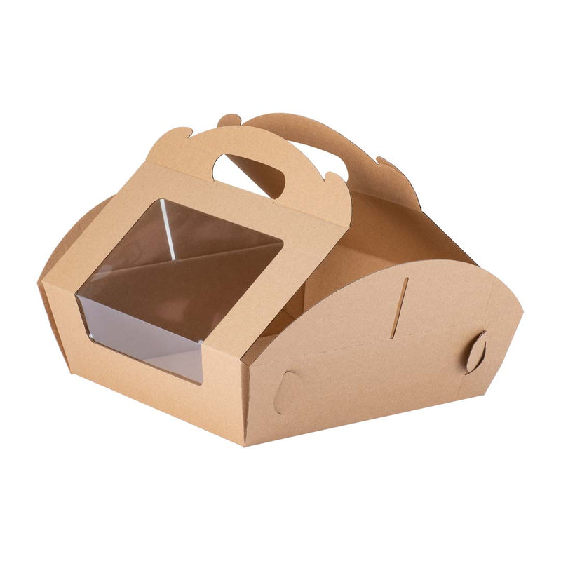 Catering Hamper Carry Box - Window - Medium - Kraft