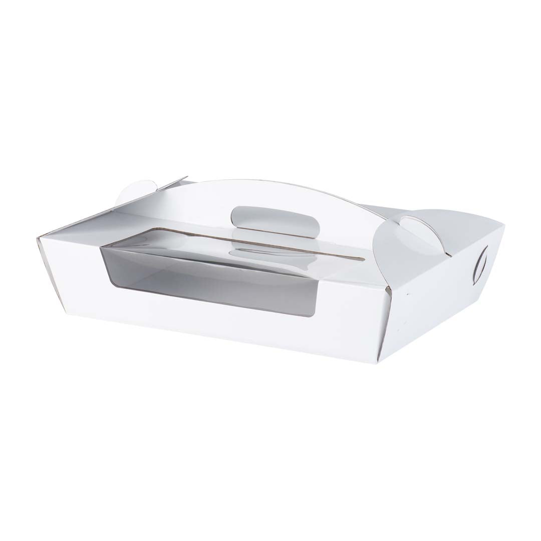 Catering Hamper Carry Box - Window - Large - Gloss White  - Sample