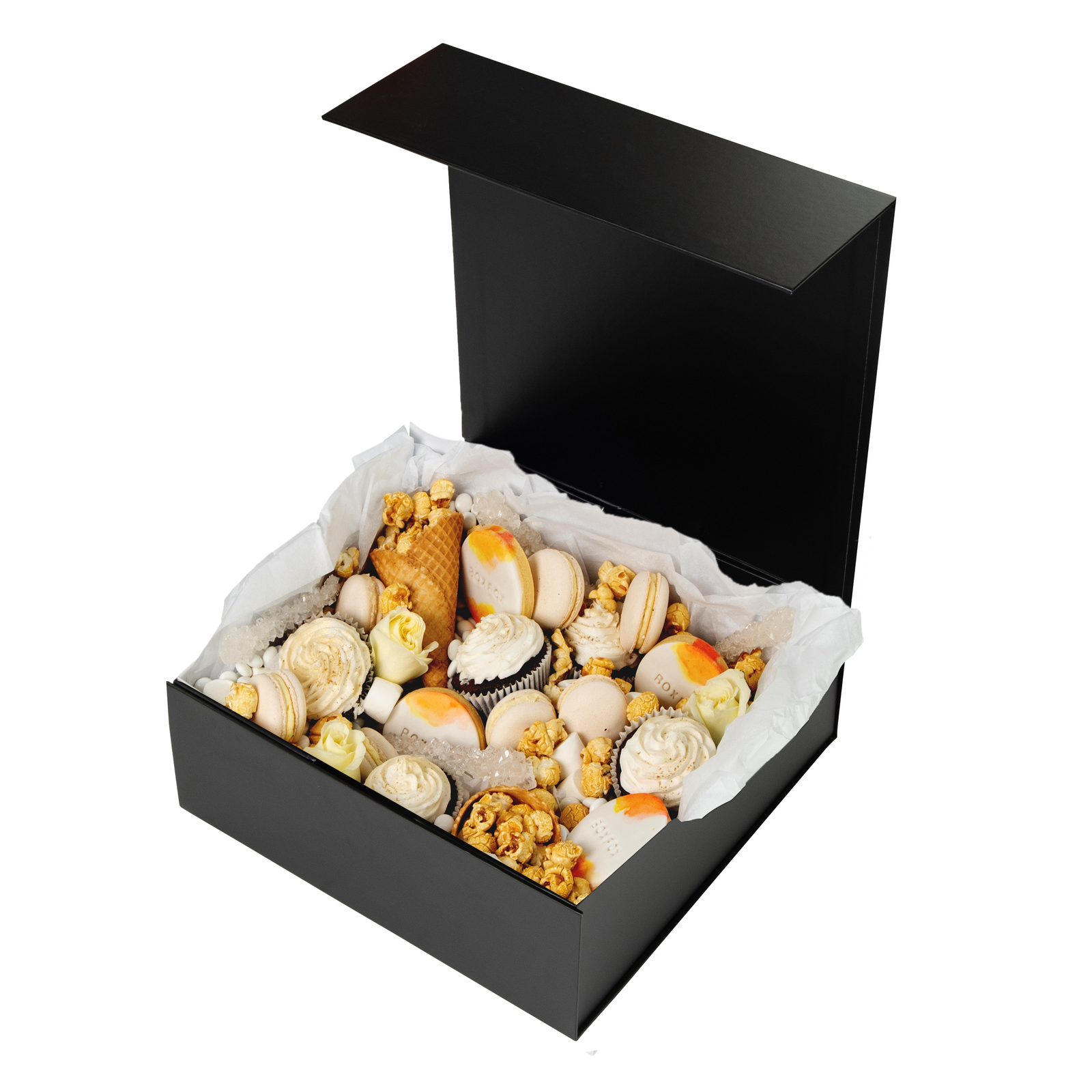 Buy Small Square Hamper Box with Magnetic Lid in Black | boxfox
