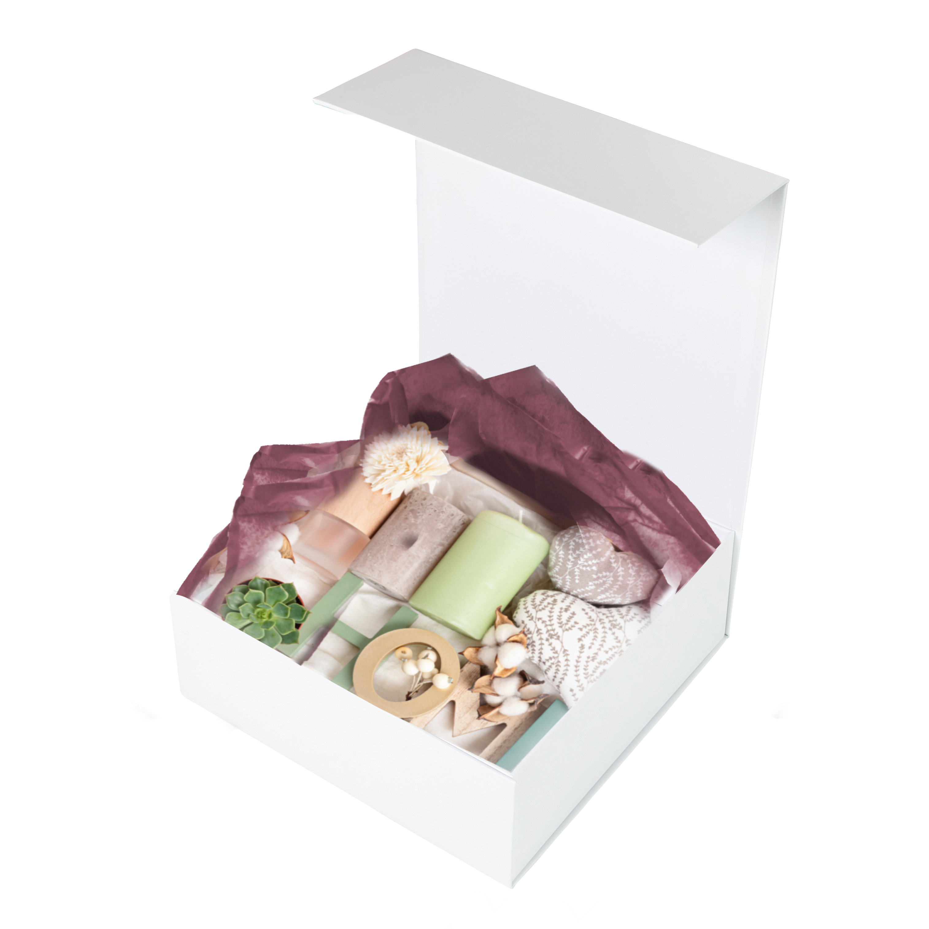 Hamper Box - Square, Magnetic Closure Small, Matt White