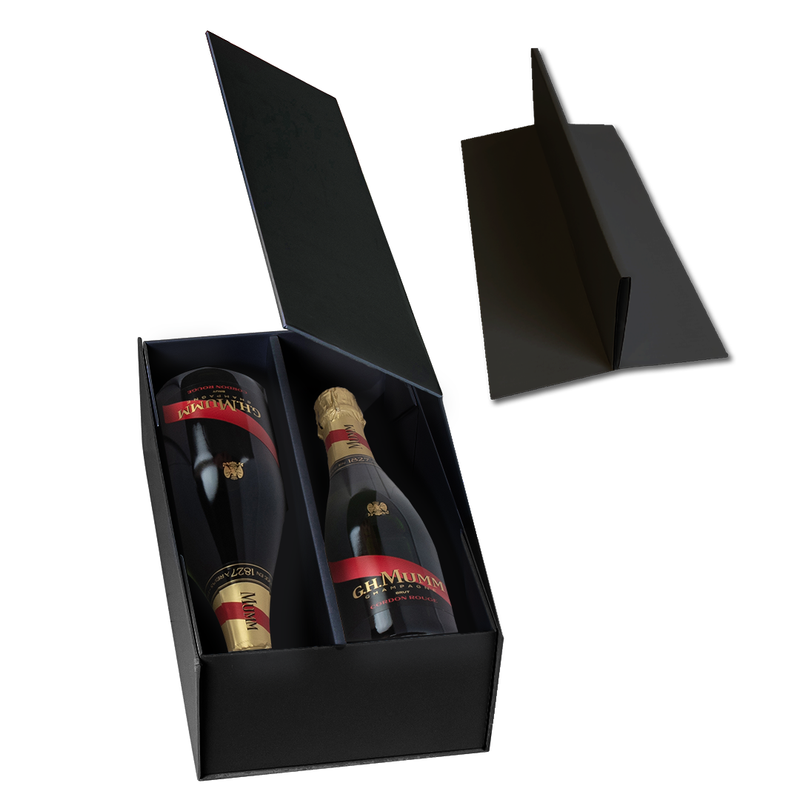 Wine Box - Two Bottle Insert, Magnetic Closure, Matt Black